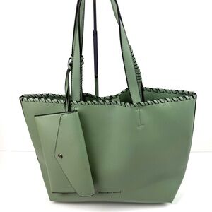 Montana West Slouchy Tote Bag With Pouch Wallet Green Faux Soft Leather Handbag‎